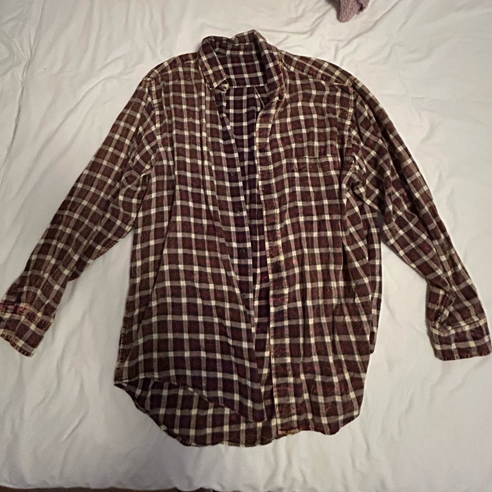 Acid Wash Men's Brown Plaid Overshirt